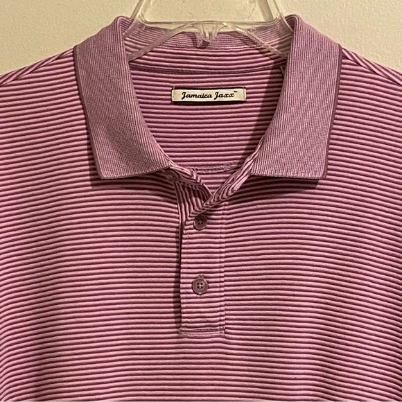 Jamaica Jaxx Other - Jamaica Jaxx Mens Size XXL Short Sleeve Polo Purple Lavender Striped